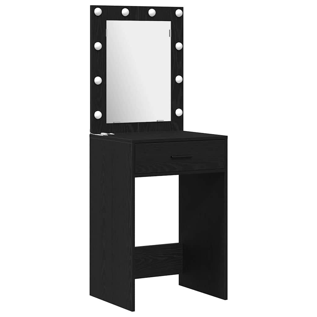 vidaXL Toaletka z szufladą 3 pcs Czarny Materiał drewnopochodny