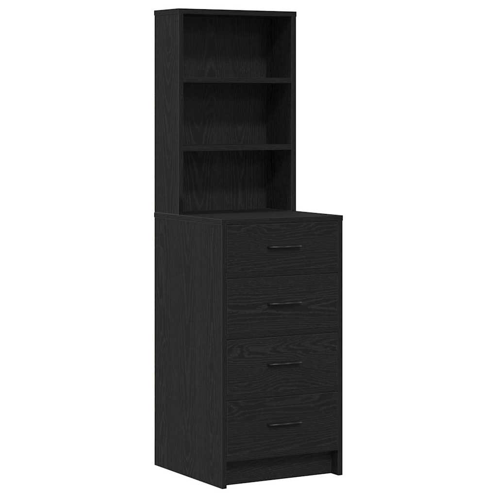 vidaXL Toaletka z szufladą 3 pcs Czarny Materiał drewnopochodny