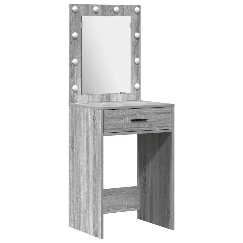 vidaXL Toaletka z szufladą z półką 3 pcs Szary Materiał drewnopochodny