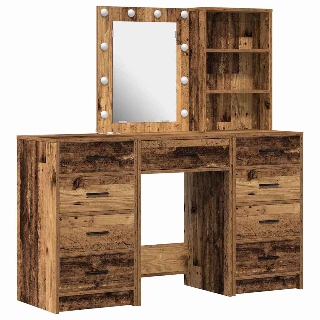 vidaXL Toaletka z szufladą 3 pcs Brązowy Materiał drewnopochodny