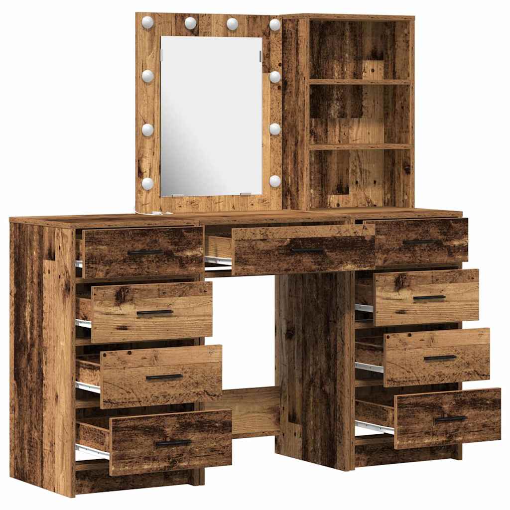 vidaXL Toaletka z szufladą 3 pcs Brązowy Materiał drewnopochodny