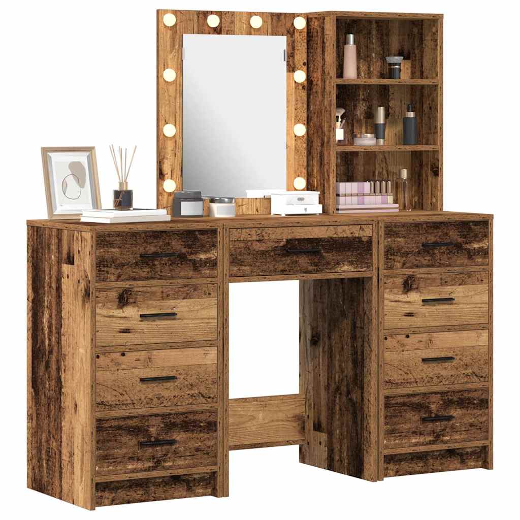 vidaXL Toaletka z szufladą 3 pcs Brązowy Materiał drewnopochodny