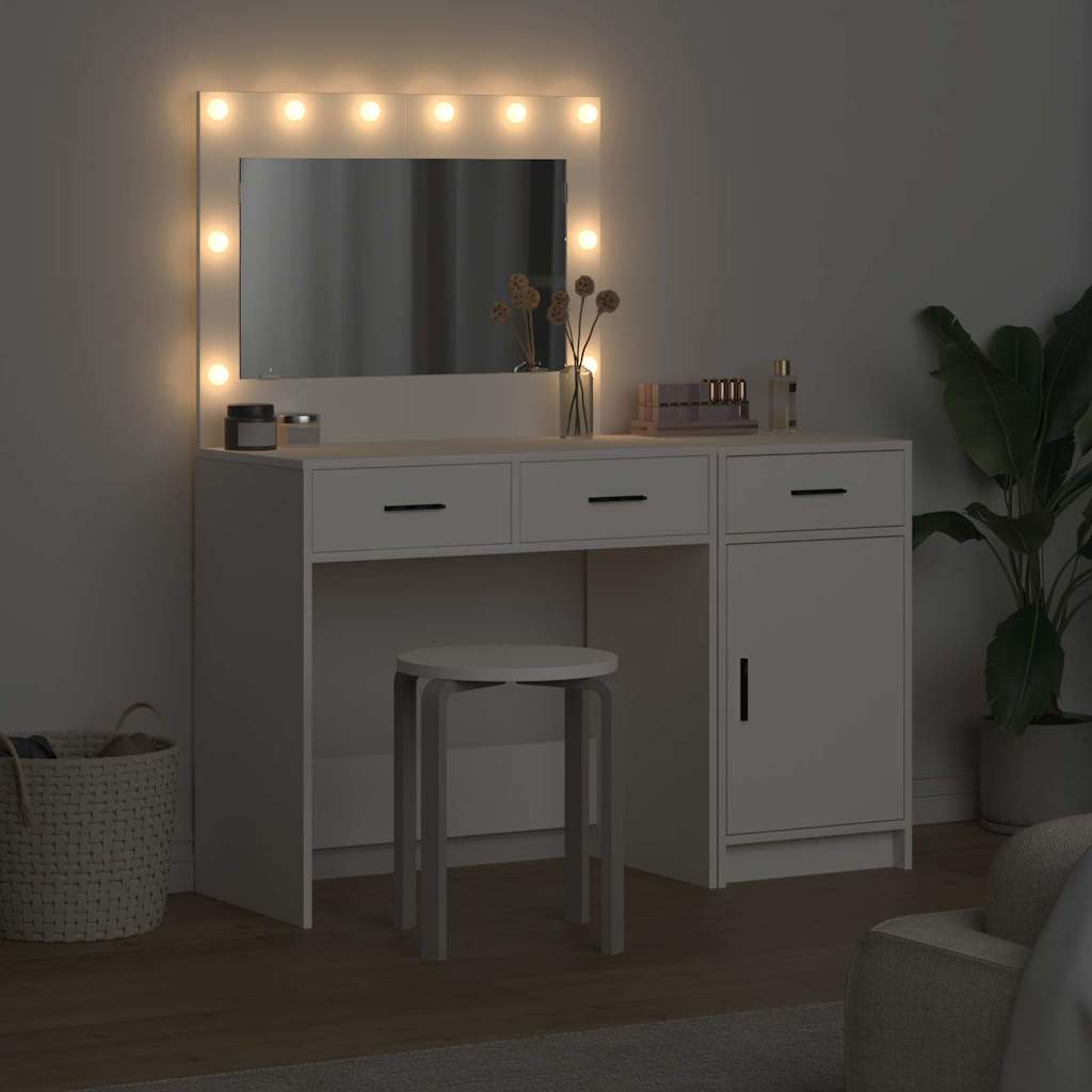 vidaXL Toaletka z szufladą 2 pcs Biały Materiał drewnopochodny