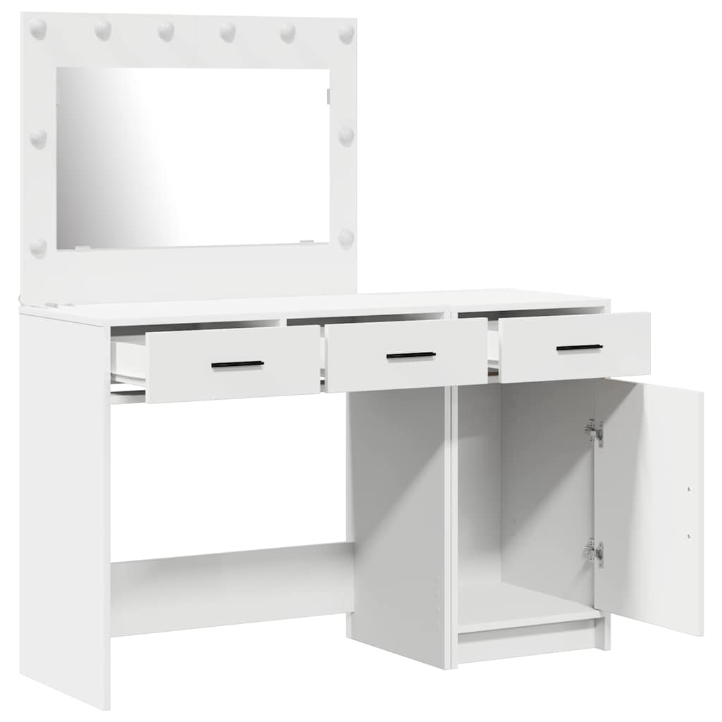 vidaXL Toaletka z szufladą 2 pcs Biały Materiał drewnopochodny