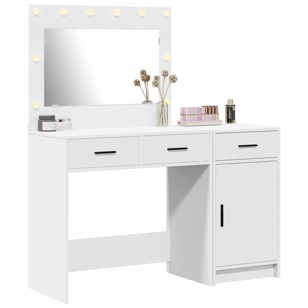 vidaXL Toaletka z szufladą 2 pcs Biały Materiał drewnopochodny