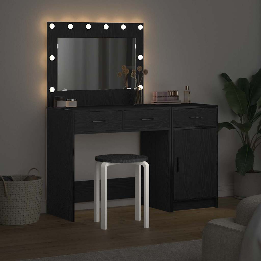 vidaXL Toaletka z szufladą 2 pcs Czarny Materiał drewnopochodny