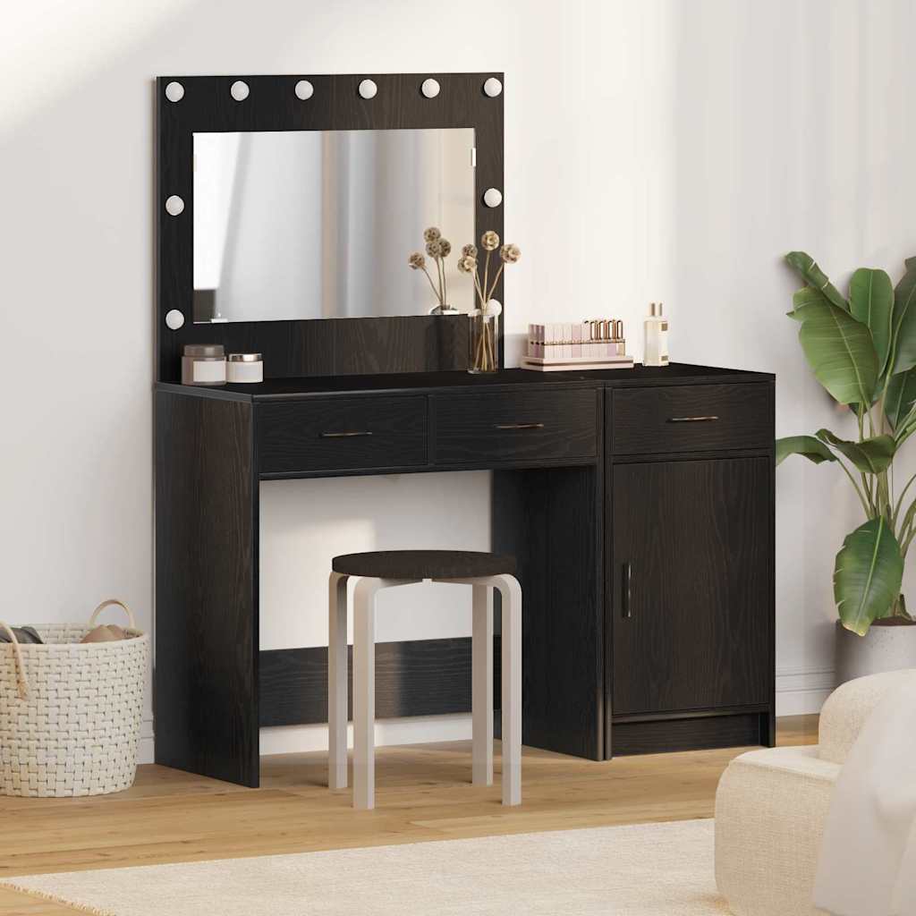 vidaXL Toaletka z szufladą 2 pcs Czarny Materiał drewnopochodny