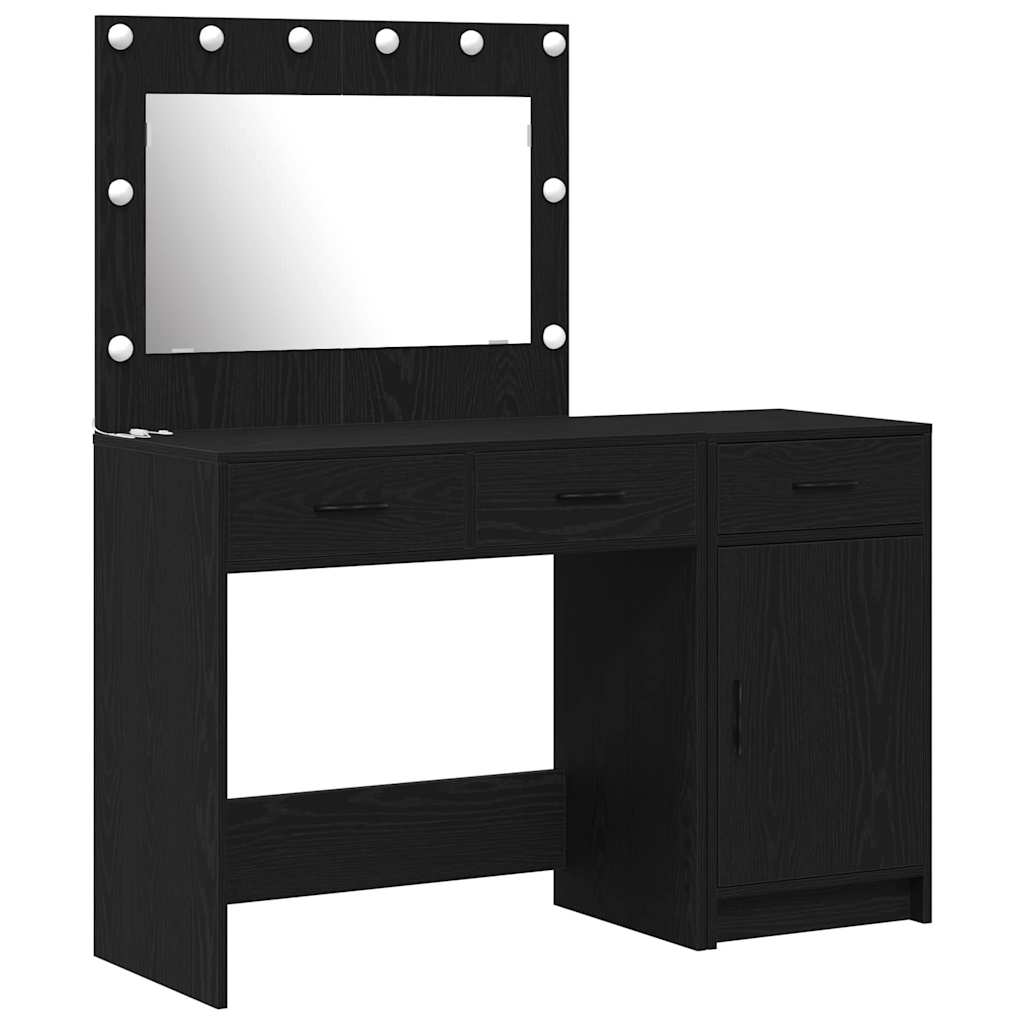 vidaXL Toaletka z szufladą 2 pcs Czarny Materiał drewnopochodny