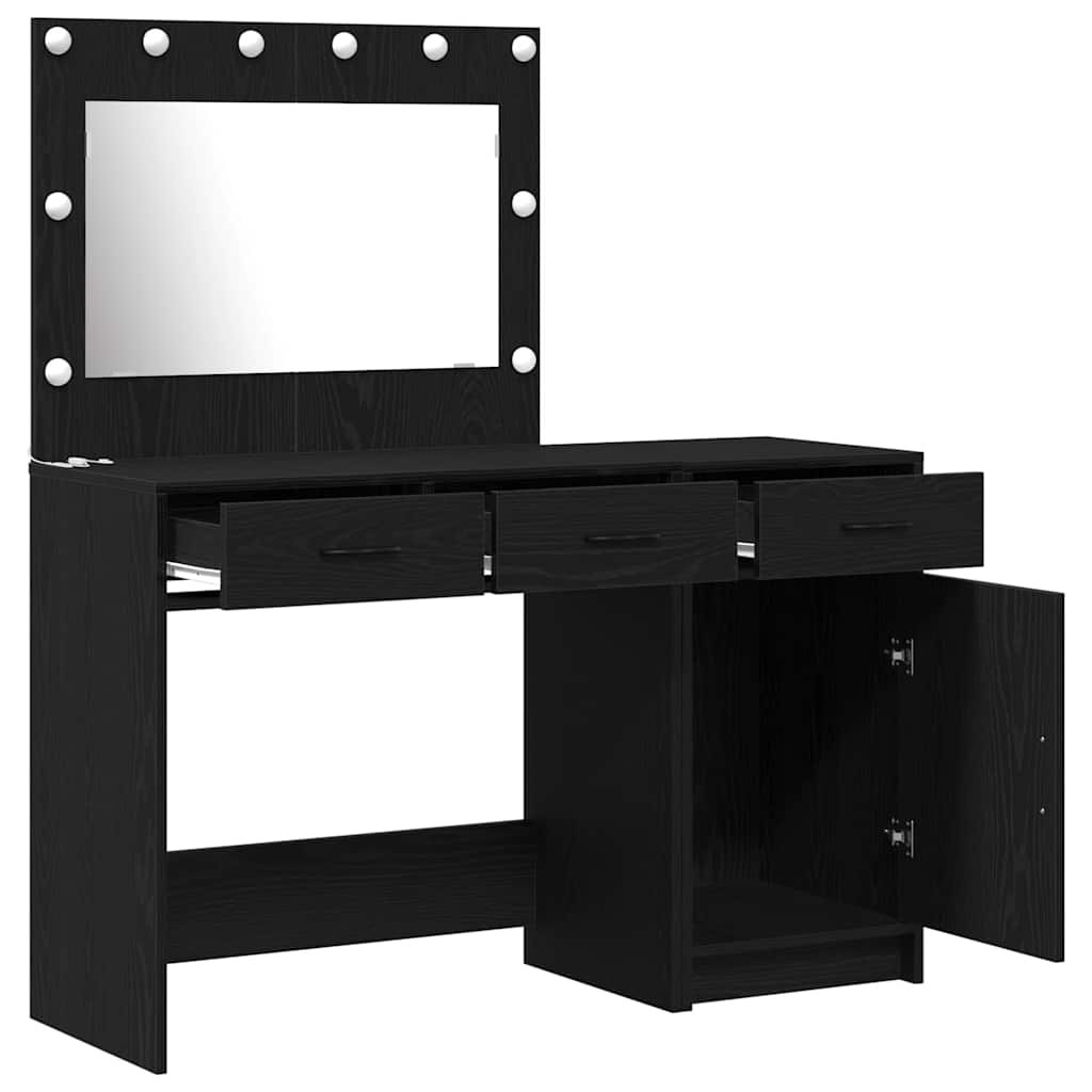 vidaXL Toaletka z szufladą 2 pcs Czarny Materiał drewnopochodny