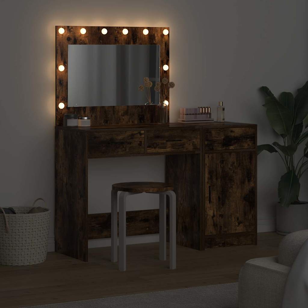 vidaXL Toaletka z szufladą 2 pcs Brązowy Materiał drewnopochodny