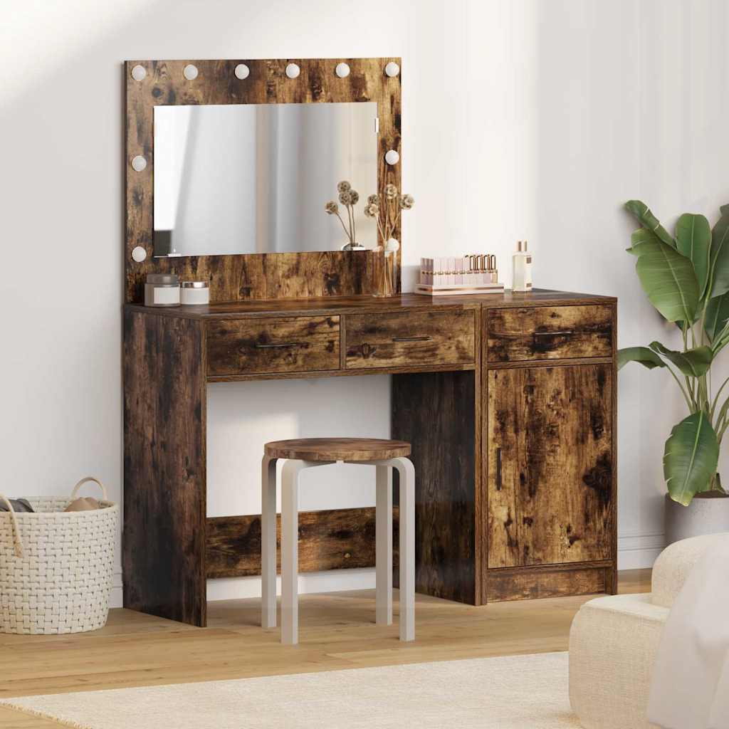 vidaXL Toaletka z szufladą 2 pcs Brązowy Materiał drewnopochodny