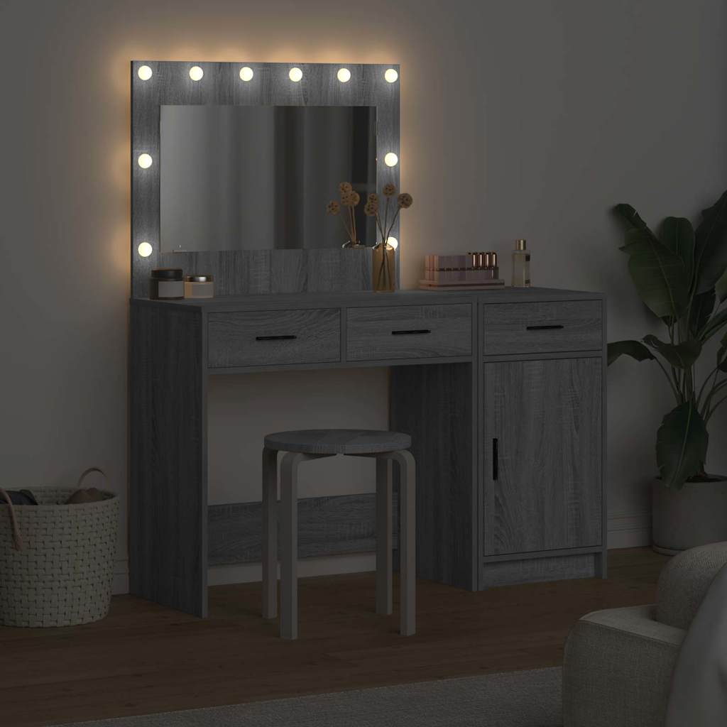 vidaXL Toaletka z szufladą 2 pcs Szary Materiał drewnopochodny