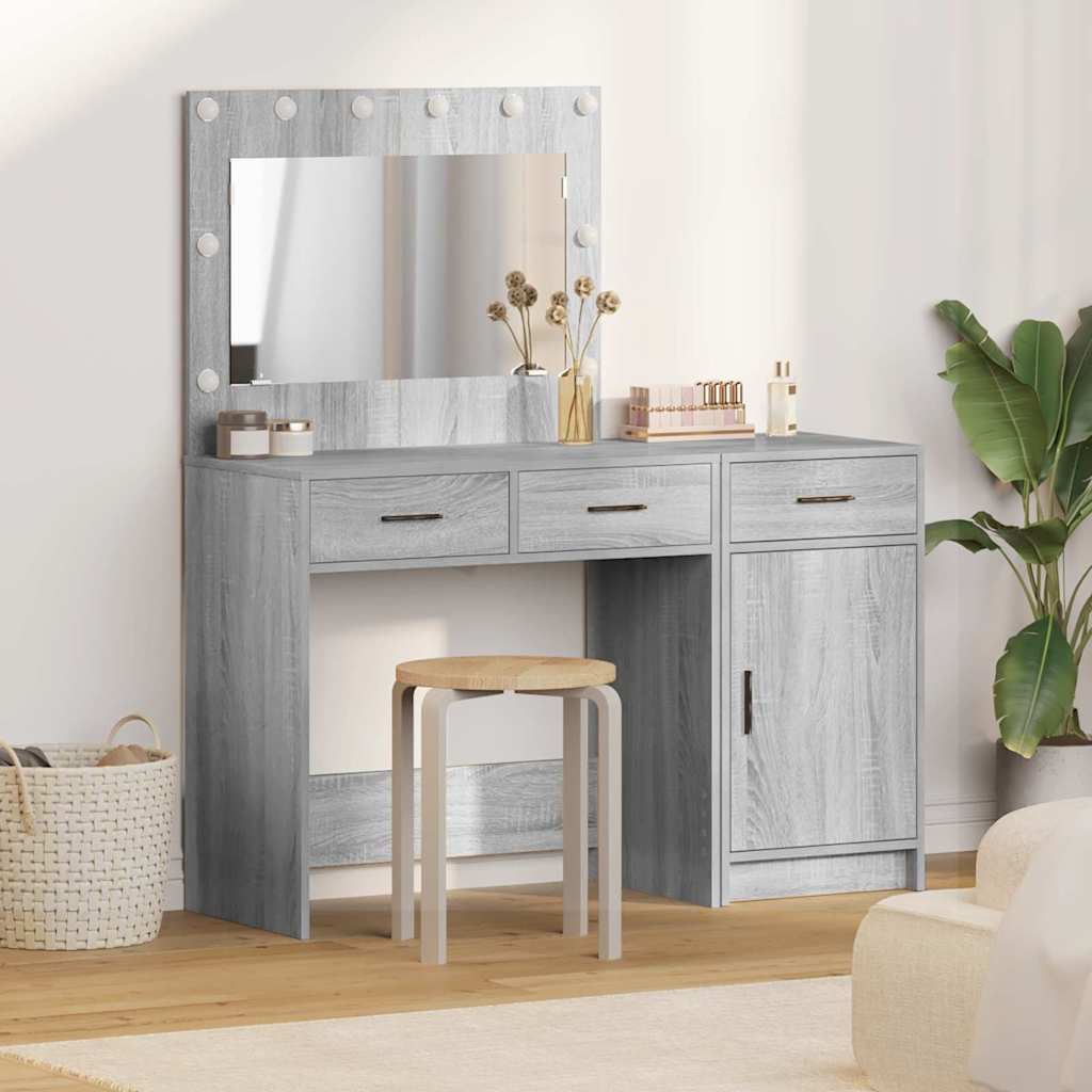 vidaXL Toaletka z szufladą 2 pcs Szary Materiał drewnopochodny