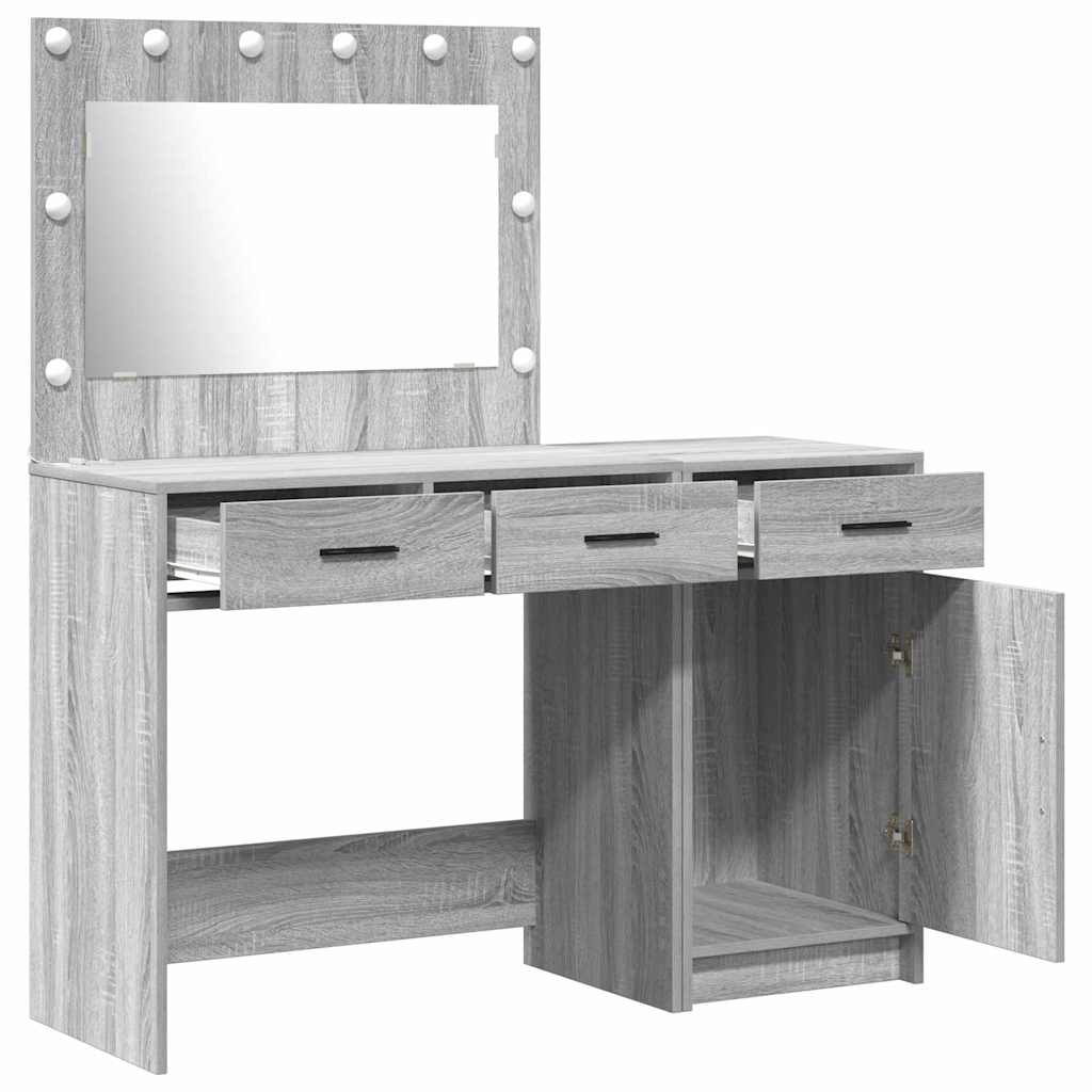 vidaXL Toaletka z szufladą 2 pcs Szary Materiał drewnopochodny