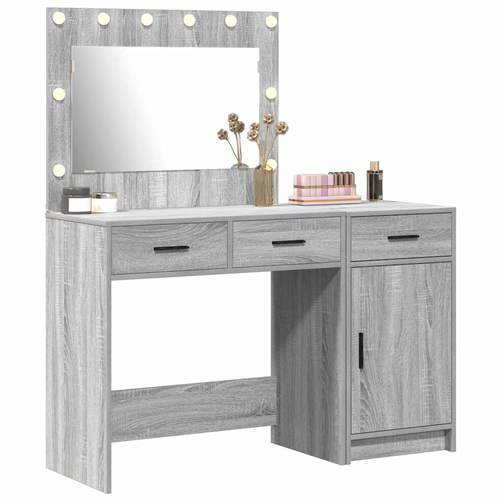 vidaXL Toaletka z szufladą 2 pcs Szary Materiał drewnopochodny
