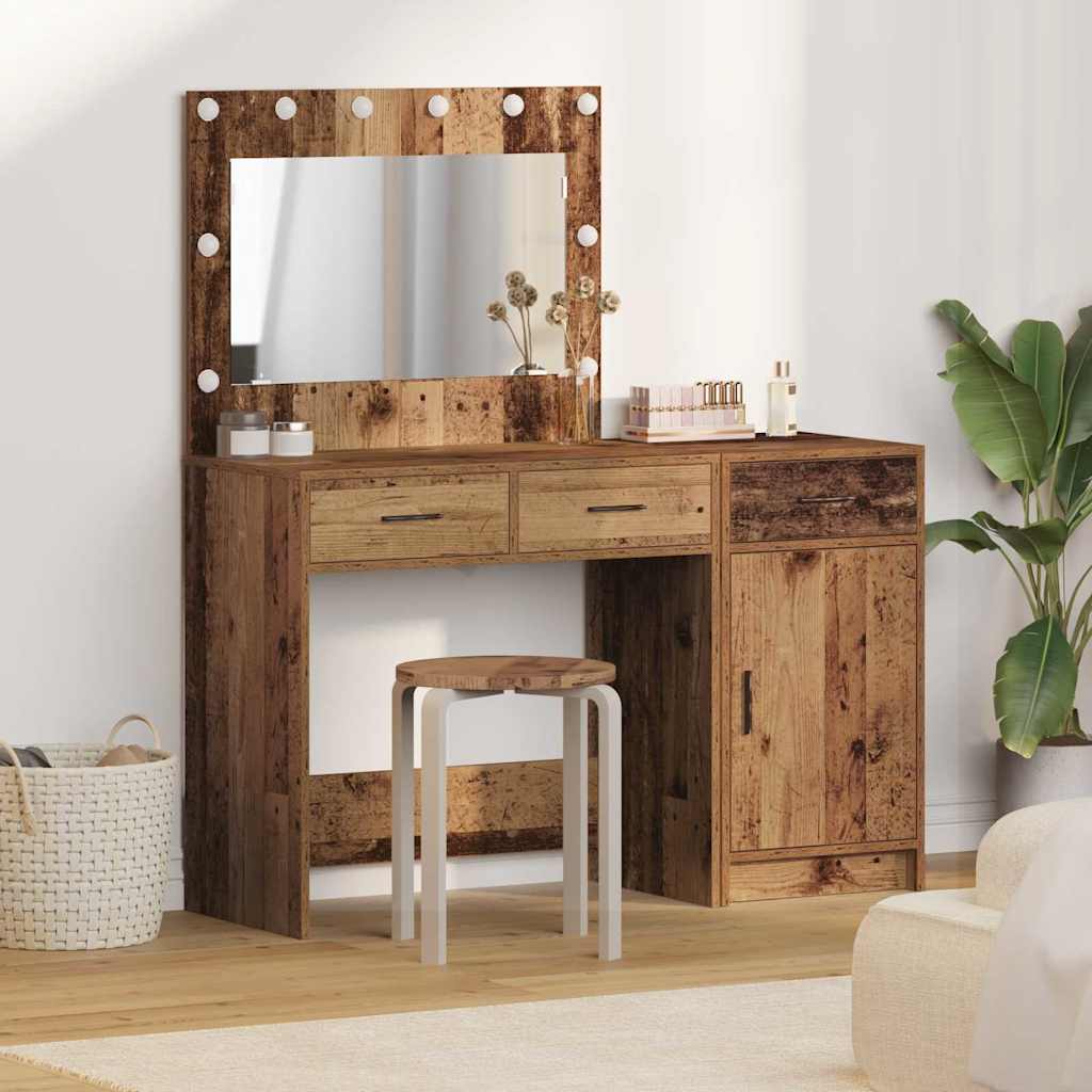 vidaXL Toaletka z szufladą 2 pcs Brązowy Materiał drewnopochodny