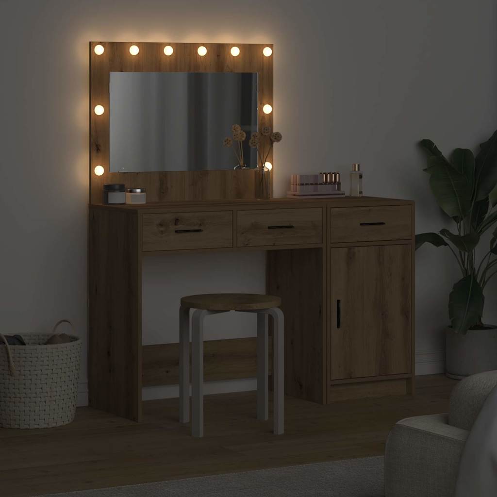 vidaXL Toaletka z szufladą 2 pcs Brązowy Materiał drewnopochodny