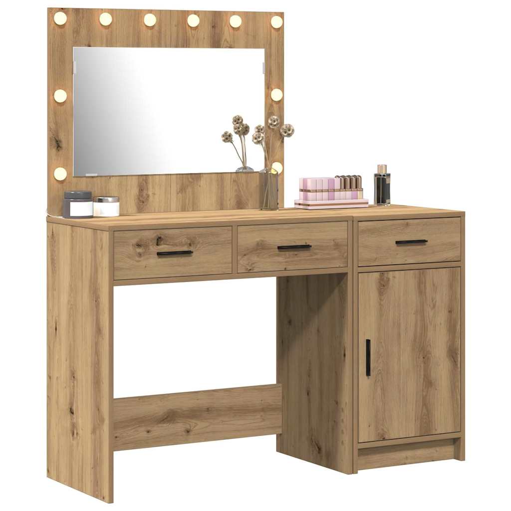 vidaXL Toaletka z szufladą 2 pcs Brązowy Materiał drewnopochodny