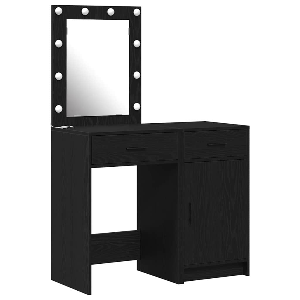 vidaXL Toaletka 2 pcs Czarny 50 x 41 x 135 cm Materiał drewnopochodny