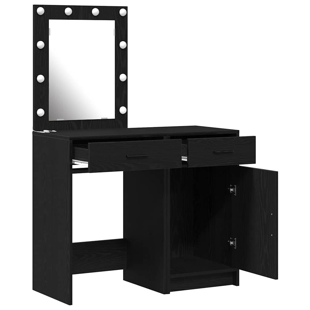 vidaXL Toaletka 2 pcs Czarny 50 x 41 x 135 cm Materiał drewnopochodny