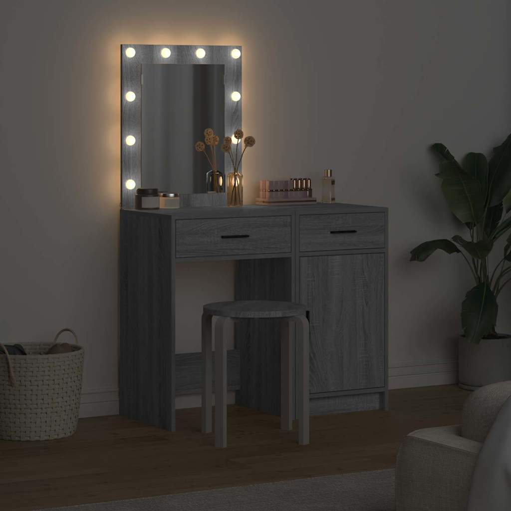 vidaXL Toaletka 2 pcs Szary 50 x 41 x 135 cm Materiał drewnopochodny