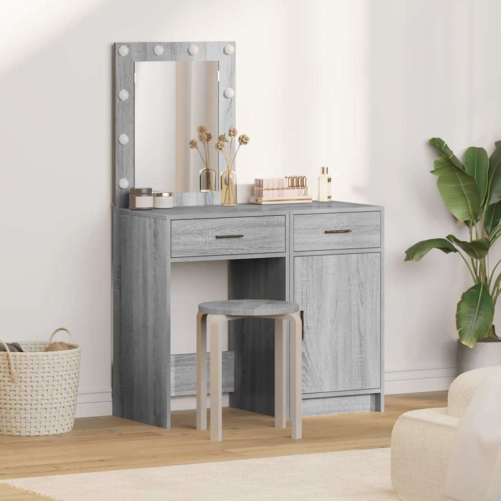 vidaXL Toaletka 2 pcs Szary 50 x 41 x 135 cm Materiał drewnopochodny