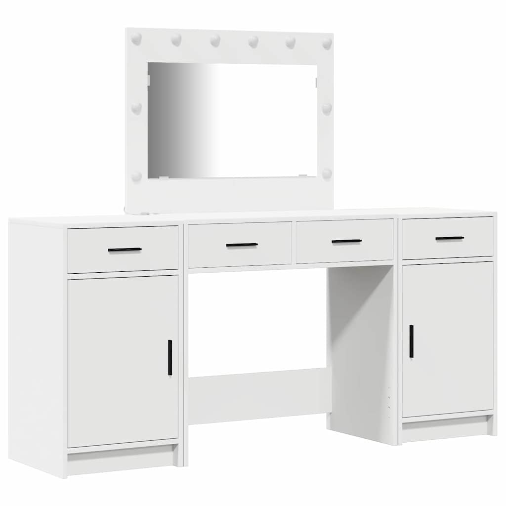 vidaXL Toaletka z szufladą 3 pcs Biały Materiał drewnopochodny