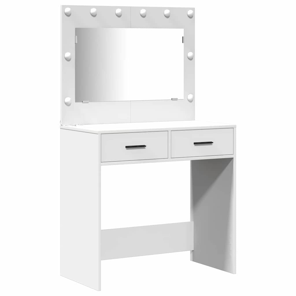 vidaXL Toaletka z szufladą 3 pcs Biały Materiał drewnopochodny