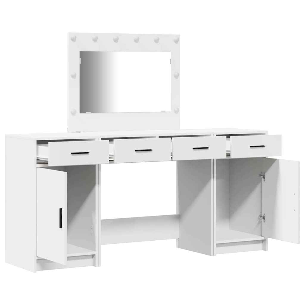 vidaXL Toaletka z szufladą 3 pcs Biały Materiał drewnopochodny