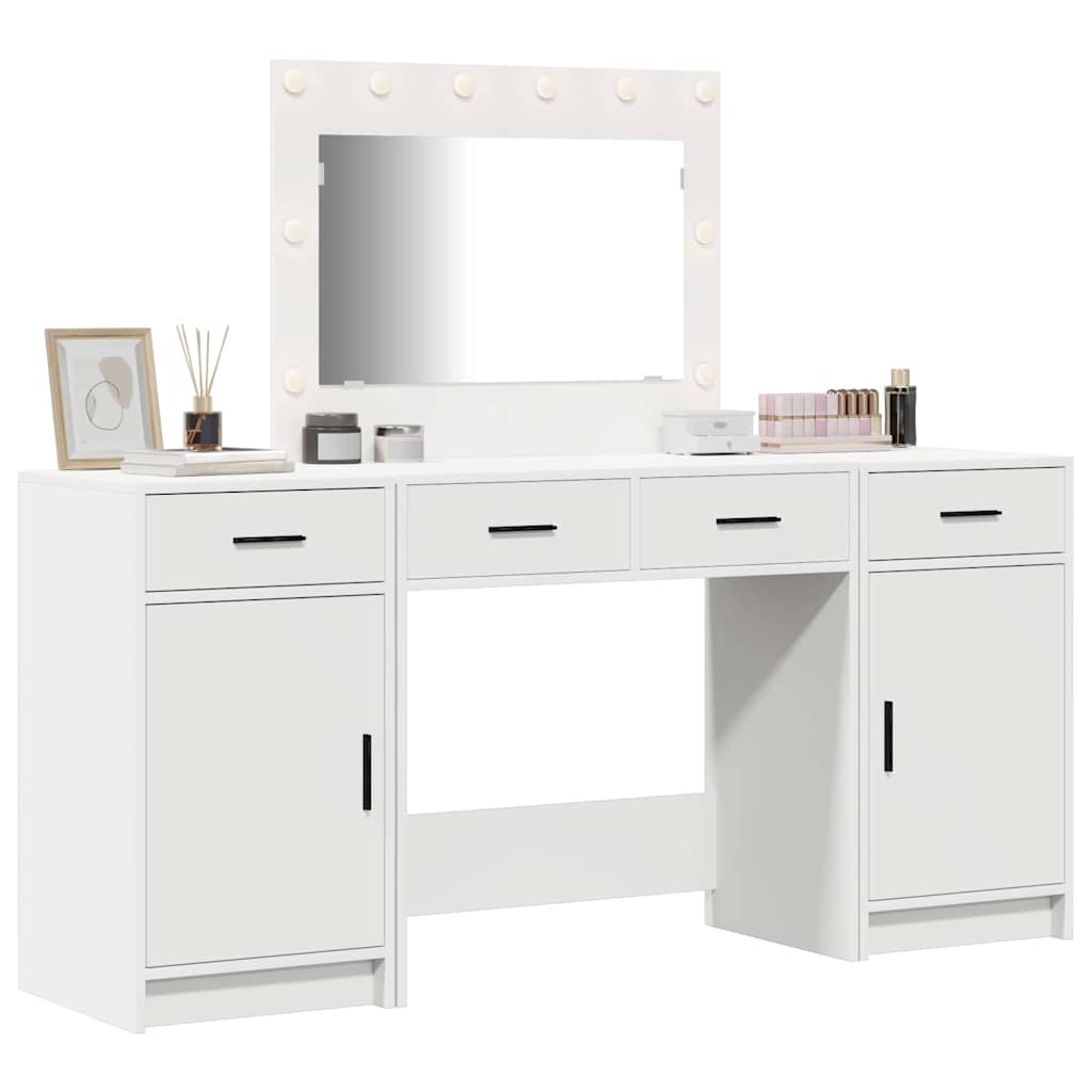 vidaXL Toaletka z szufladą 3 pcs Biały Materiał drewnopochodny