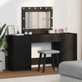 vidaXL Toaletka z szufladą 3 pcs Czarny Materiał drewnopochodny