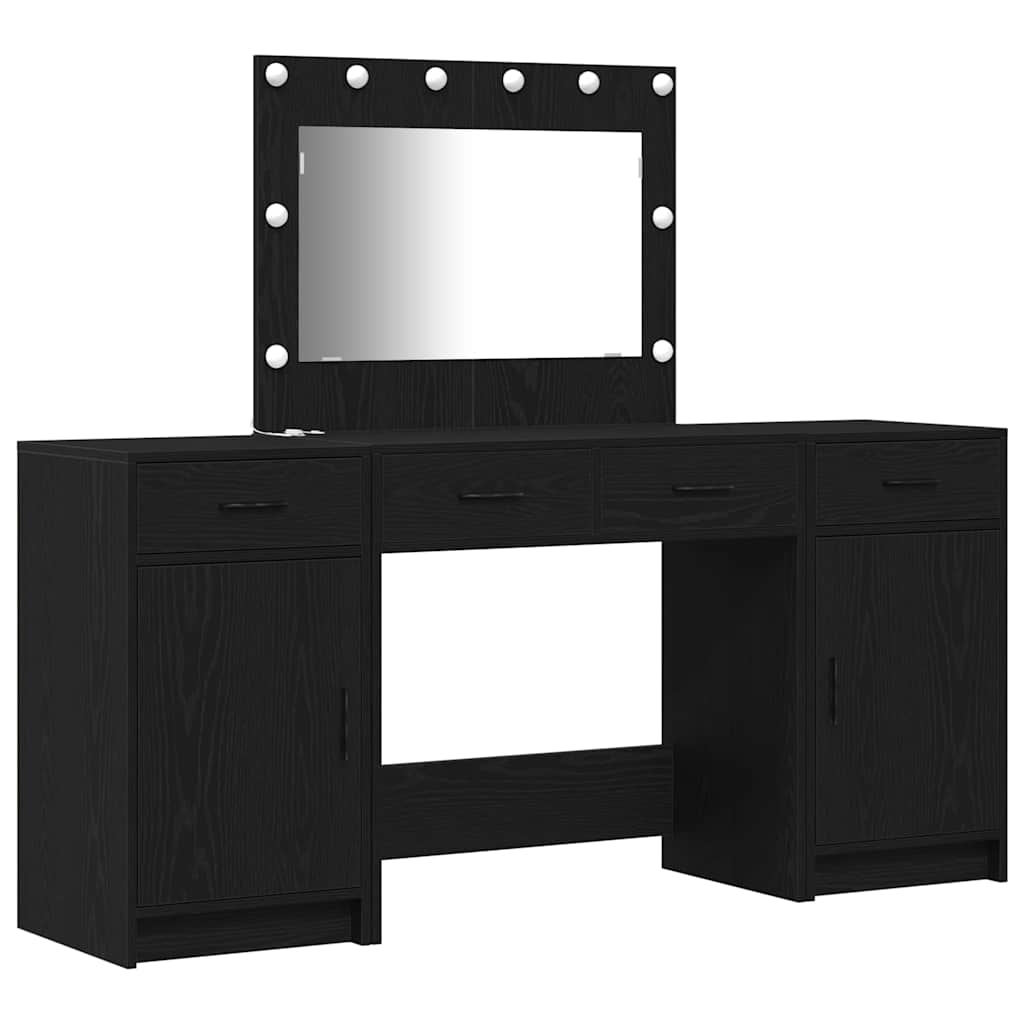 vidaXL Toaletka z szufladą 3 pcs Czarny Materiał drewnopochodny