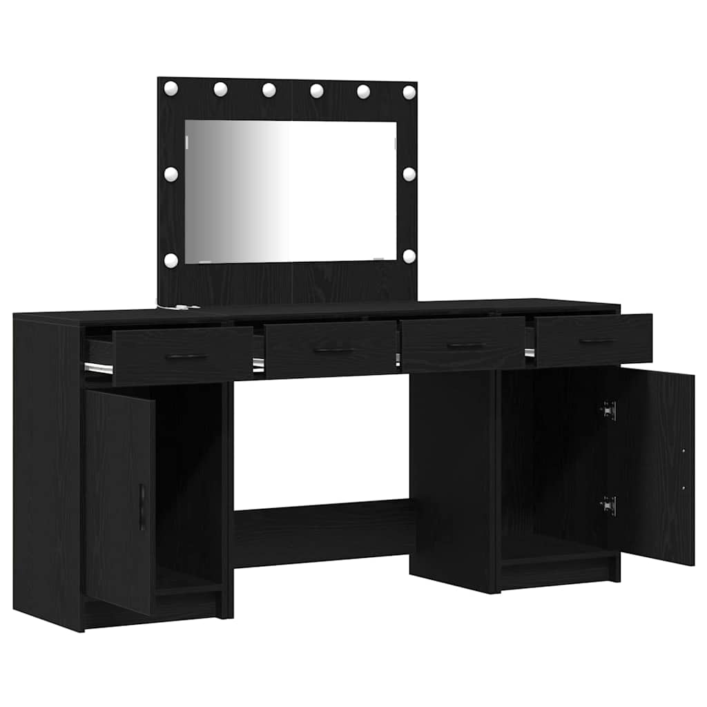 vidaXL Toaletka z szufladą 3 pcs Czarny Materiał drewnopochodny
