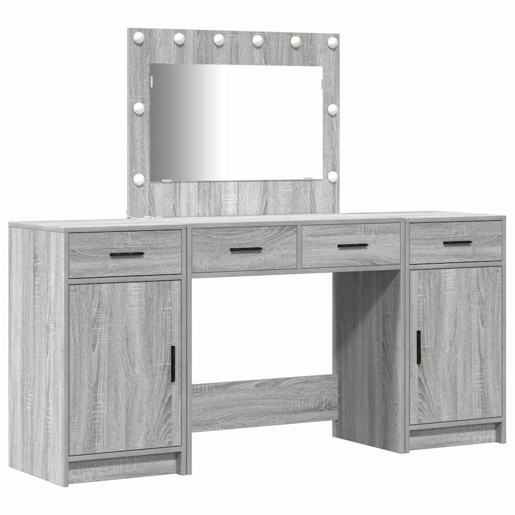 vidaXL Toaletka z szufladą 3 pcs Szary Materiał drewnopochodny