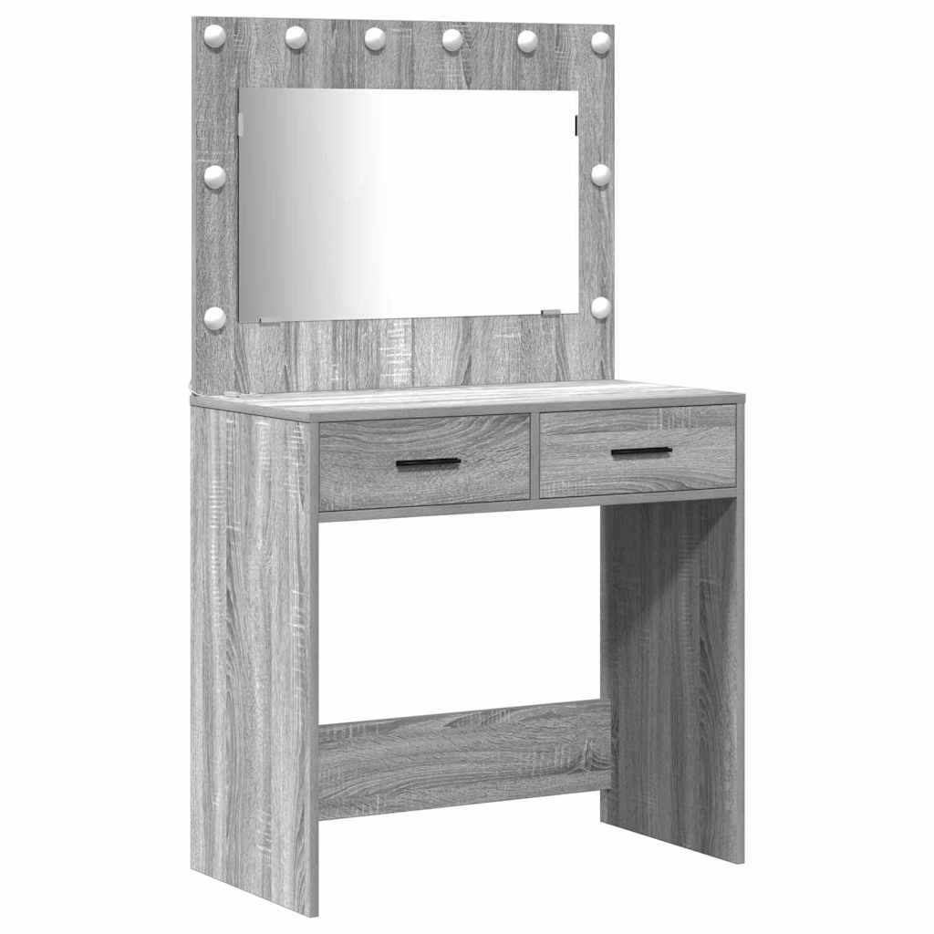 vidaXL Toaletka z szufladą 3 pcs Szary Materiał drewnopochodny