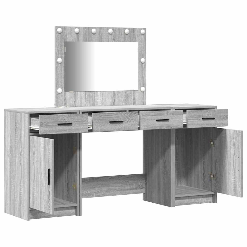 vidaXL Toaletka z szufladą 3 pcs Szary Materiał drewnopochodny