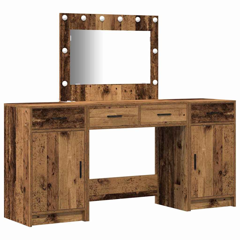 vidaXL Toaletka z szufladą 3 pcs Brązowy Materiał drewnopochodny