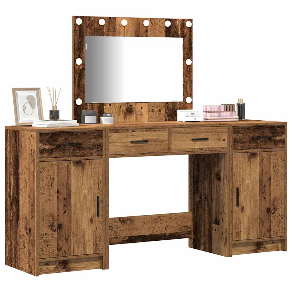vidaXL Toaletka z szufladą 3 pcs Brązowy Materiał drewnopochodny