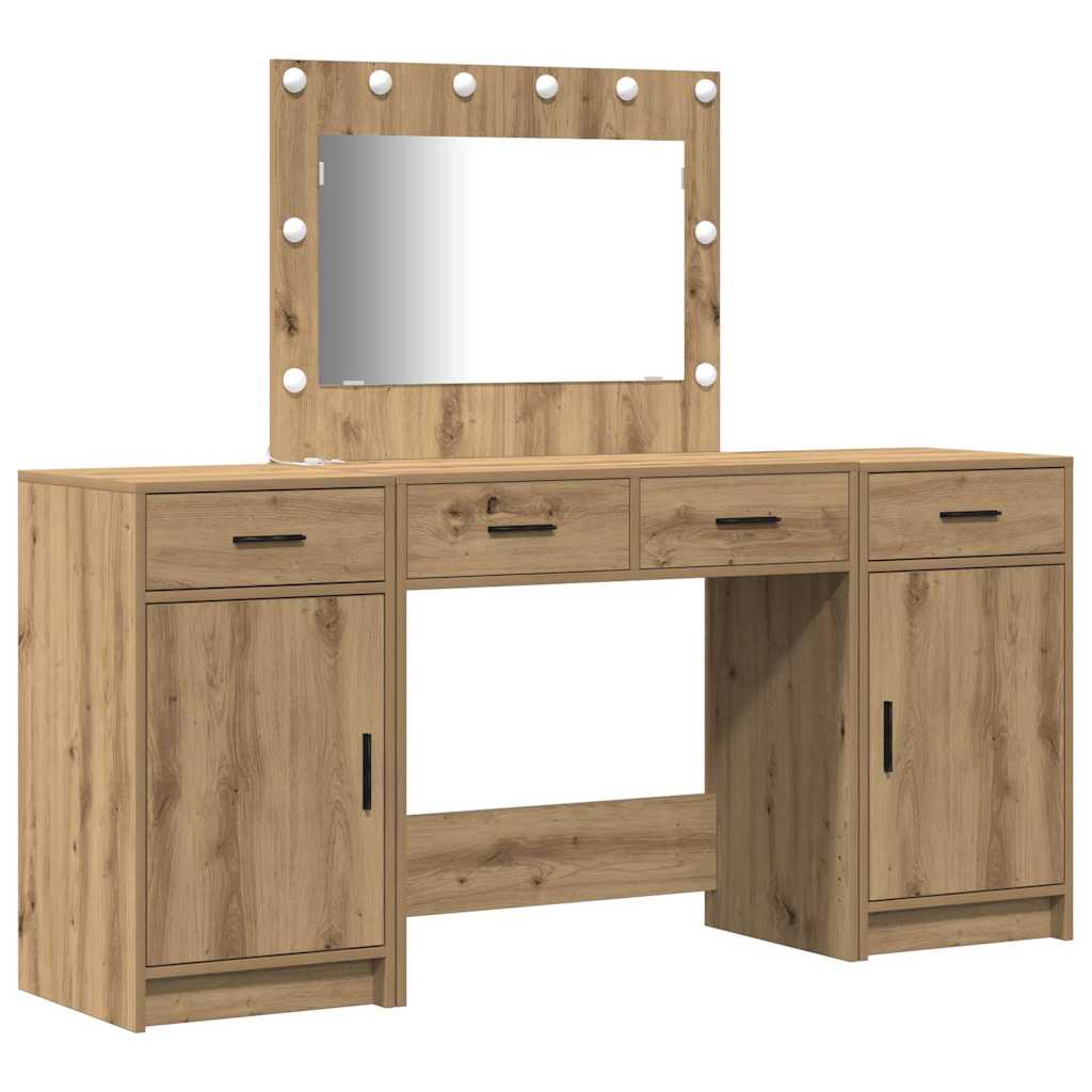 vidaXL Toaletka z szufladą 3 pcs Brązowy Materiał drewnopochodny