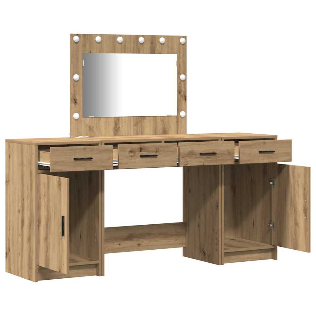 vidaXL Toaletka z szufladą 3 pcs Brązowy Materiał drewnopochodny
