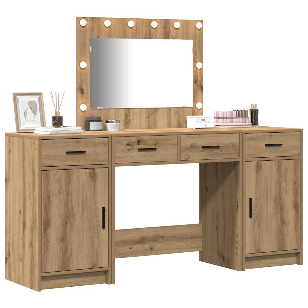 vidaXL Toaletka z szufladą 3 pcs Brązowy Materiał drewnopochodny