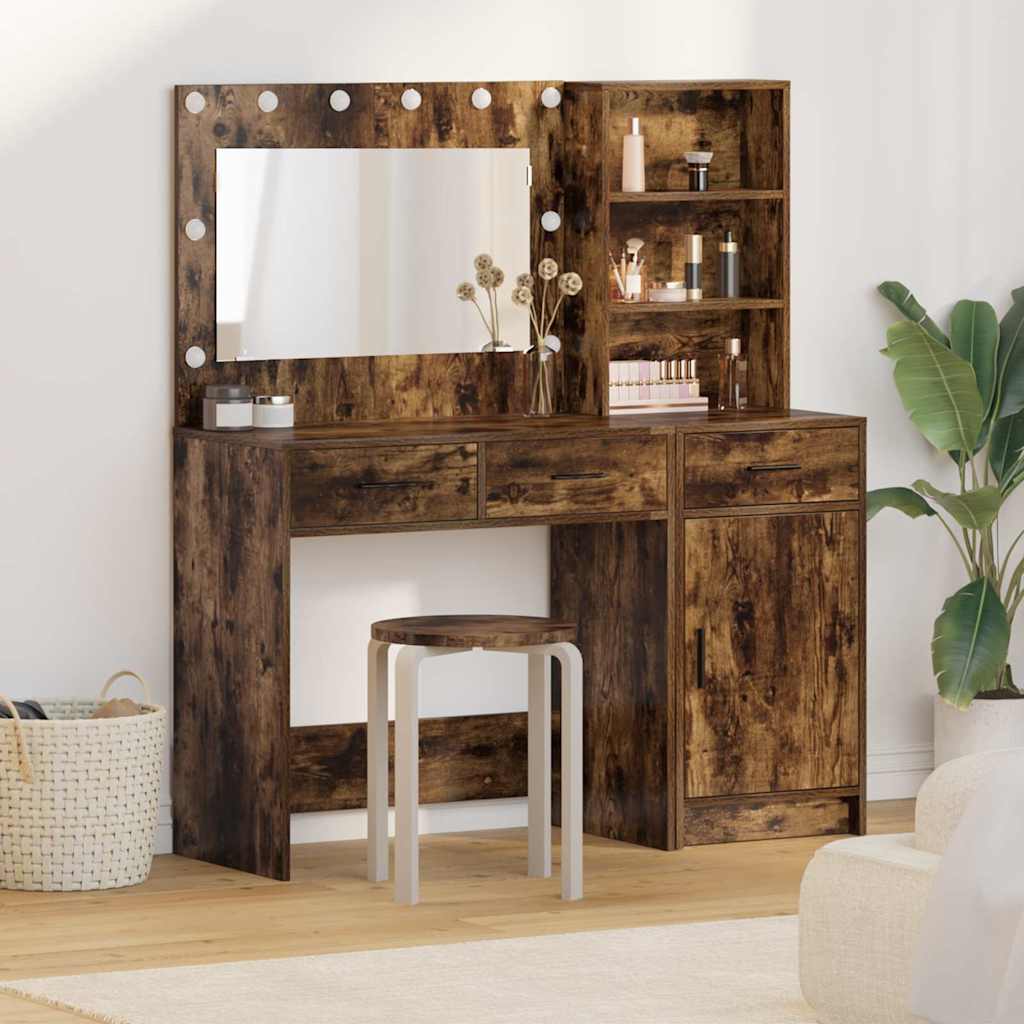 vidaXL Toaletka z szufladą 2 pcs Brązowy Materiał drewnopochodny