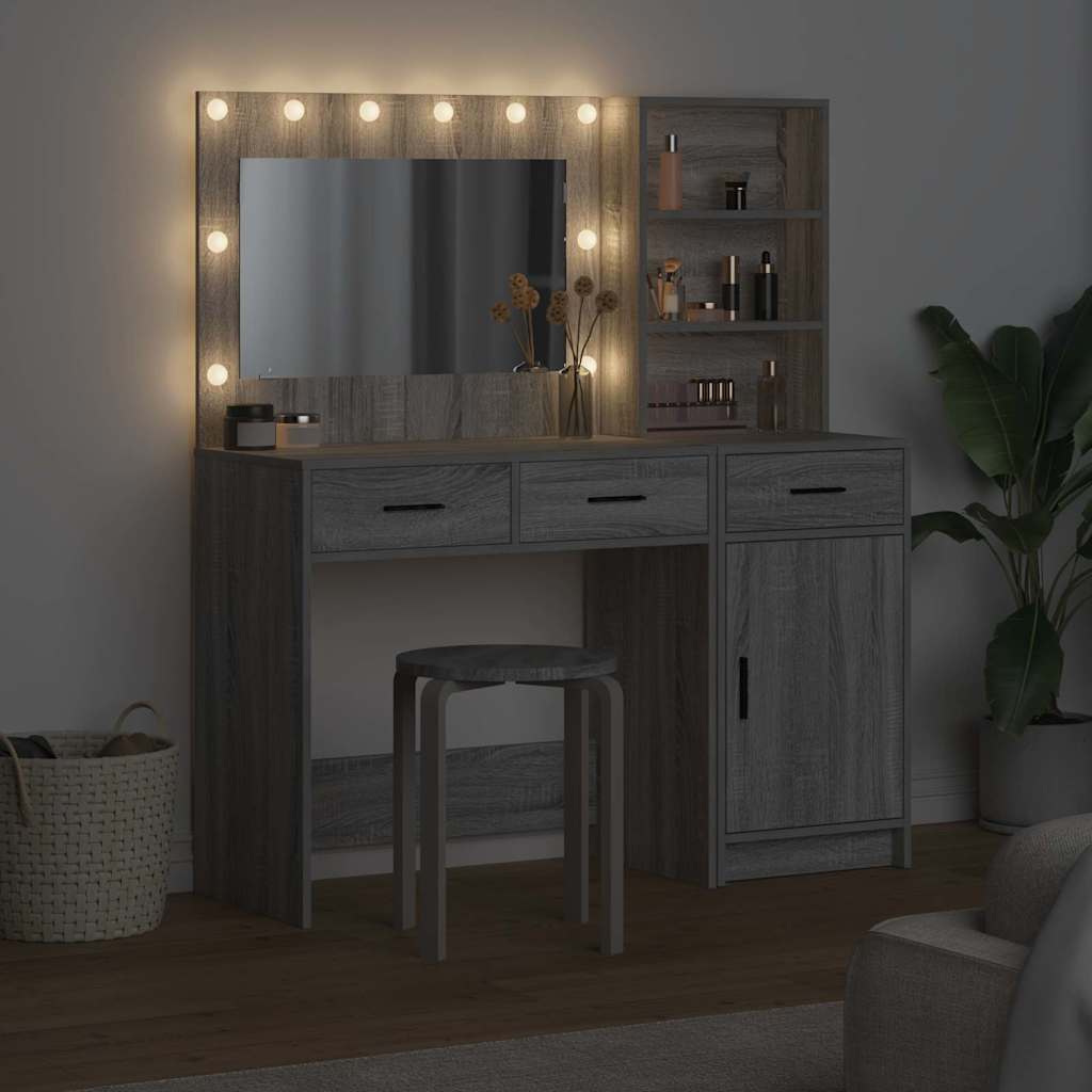 vidaXL Toaletka z szufladą z półką 2 pcs Szary Materiał drewnopochodny