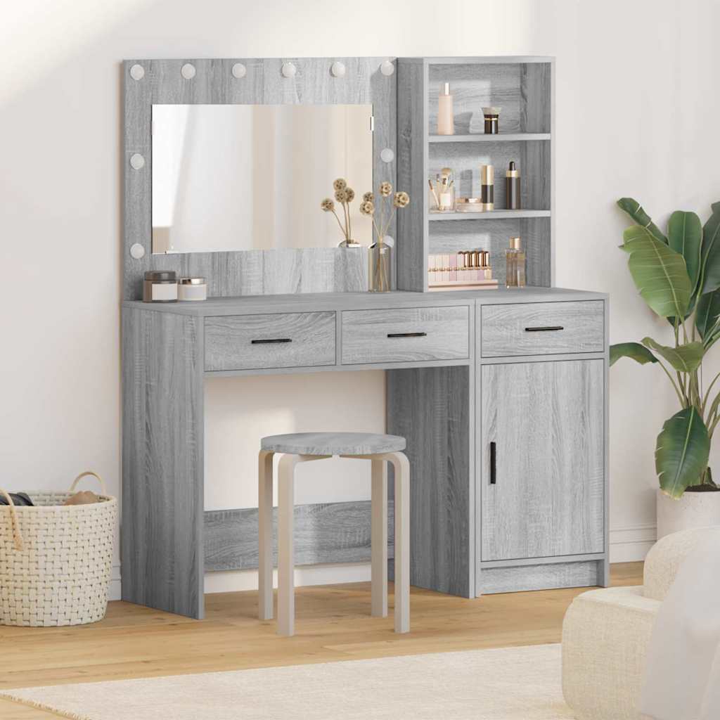vidaXL Toaletka z szufladą z półką 2 pcs Szary Materiał drewnopochodny