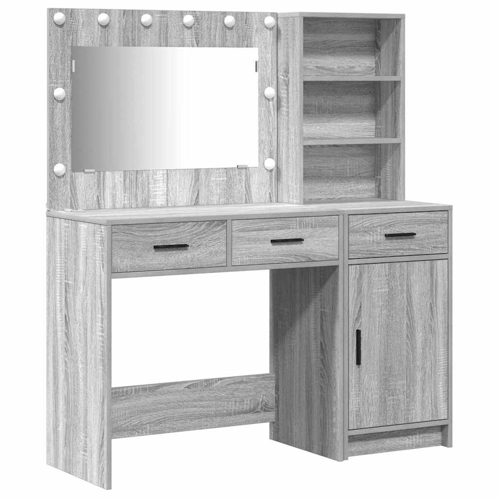 vidaXL Toaletka z szufladą z półką 2 pcs Szary Materiał drewnopochodny