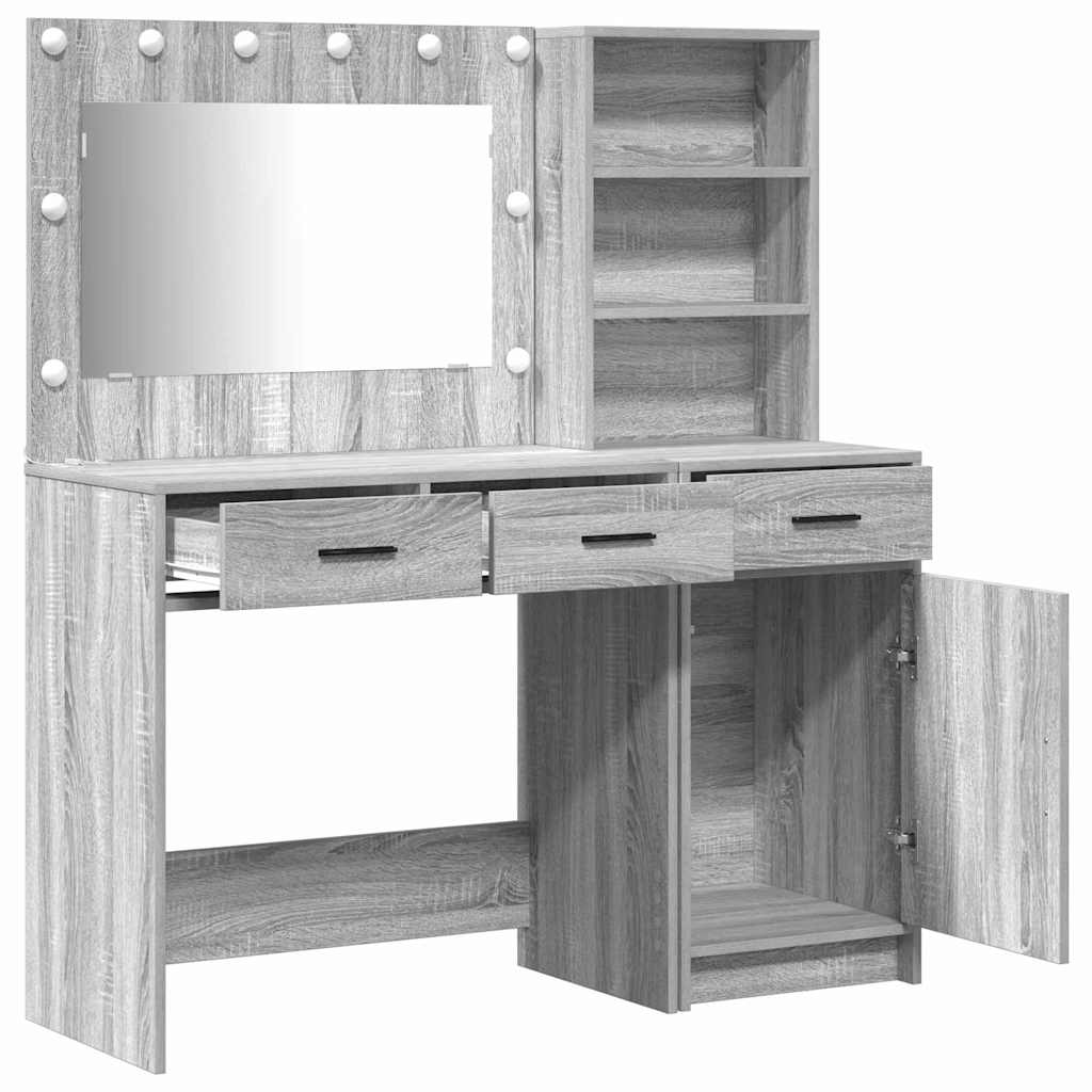 vidaXL Toaletka z szufladą z półką 2 pcs Szary Materiał drewnopochodny