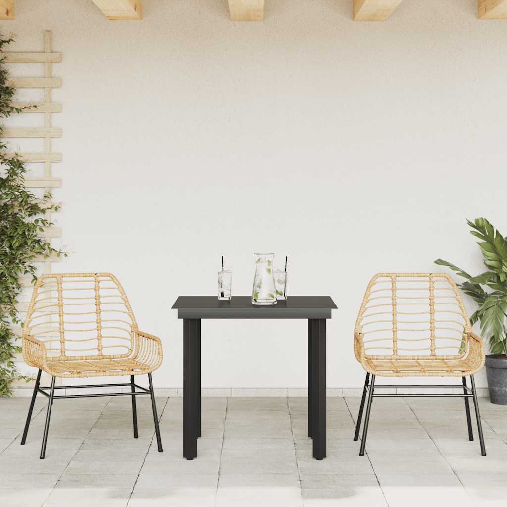 vidaXL 3-częściowy zestaw obiadowy do ogrodu, brązowy polirattan szkło