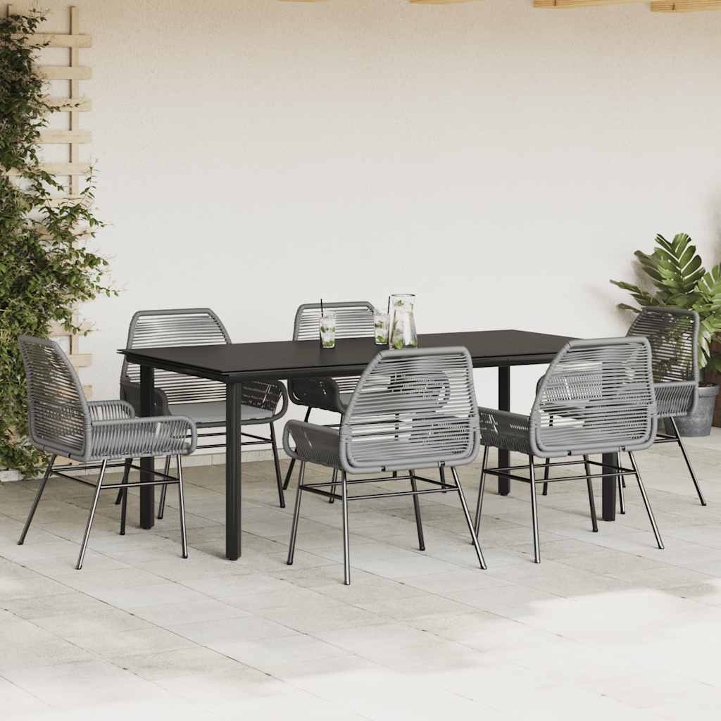 vidaXL 7-częściowy zestaw ogrodowy z poduszkami szary polirattan szkło