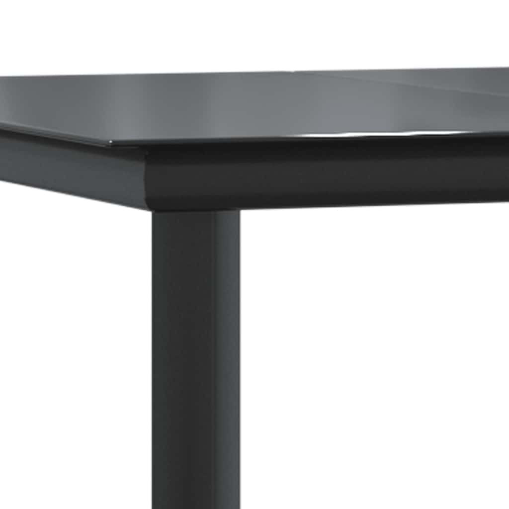 vidaXL 7-częściowy zestaw obiadowy do ogrodu, czarny, polirattan szkło