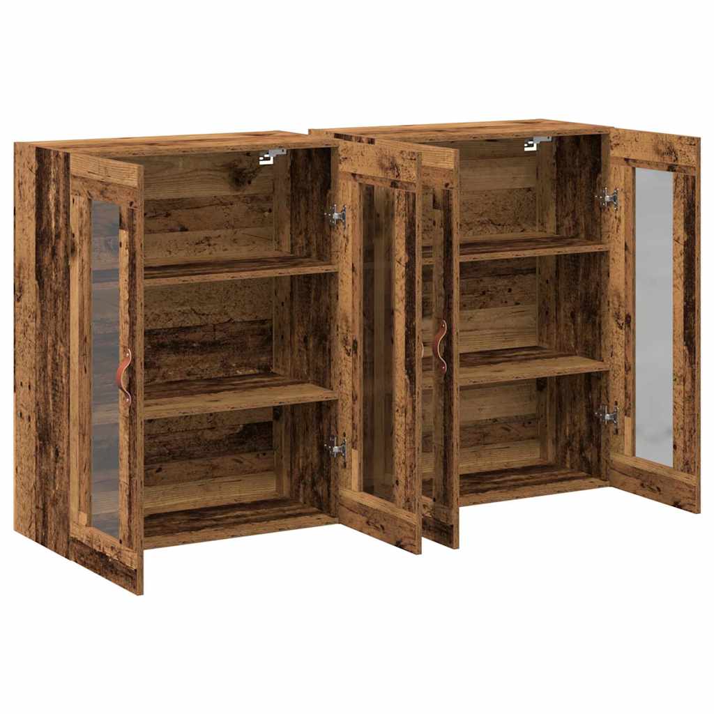 vidaXL Szafki ścienne 2 pcs Stare drewno 69,5 x 34 x 90 cm
